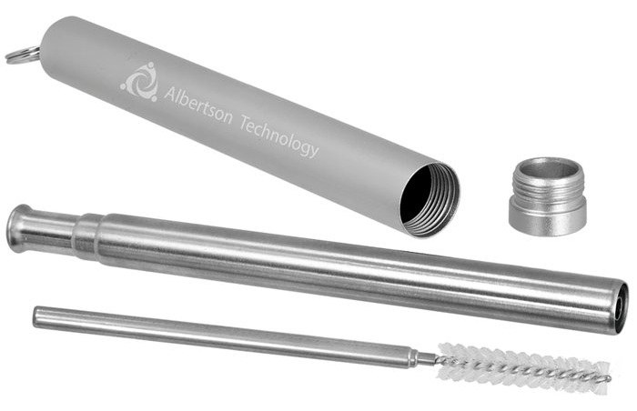 9 1/4" Collapsible Metal Straw with Case and Cleaning Brush — catalog reference 635