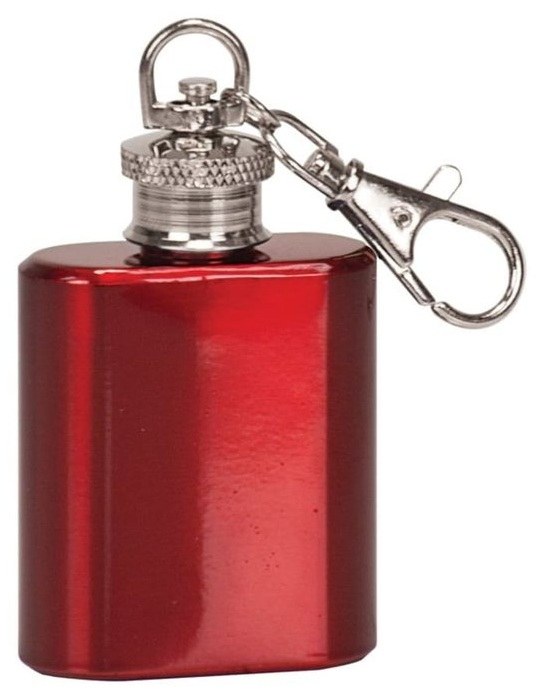 1 oz. Gloss Red Flask Keychain — catalog reference 677