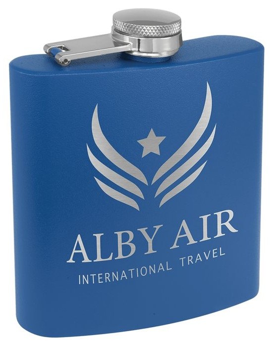 6 oz. Matte Royal Blue Powder Coated Stainless Steel Flask — catalog reference 691