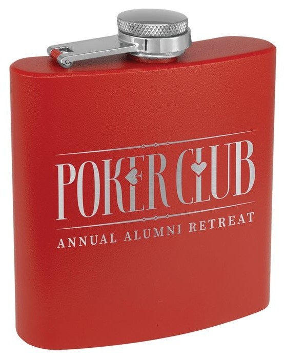 6 oz. Matte Red Powder Coated Stainless Steel Flask — catalog reference 690