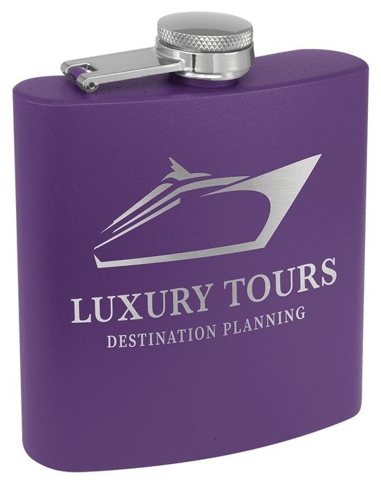 6 oz. Matte Purple Powder Coated Stainless Steel Flask — catalog reference 695