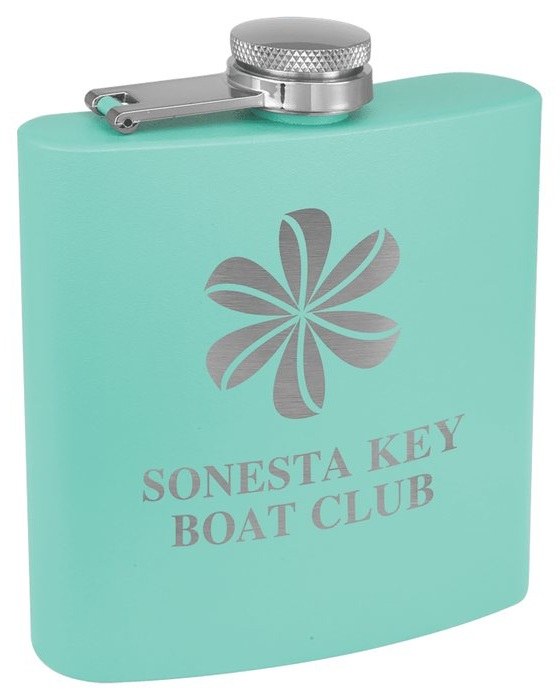 6 oz. Matte Teal Powder Coated Stainless Steel Flask — catalog reference 693