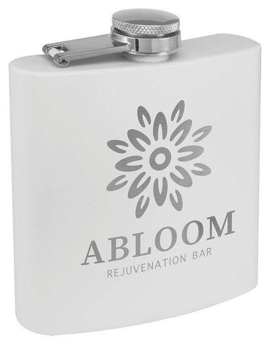 6 oz. Matte White Powder Coated Stainless Steel Flask — catalog reference 699