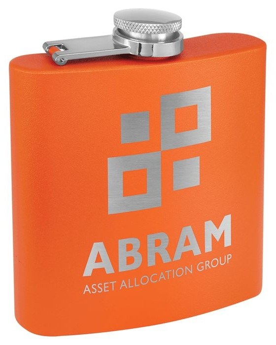 6 oz. Matte Orange Powder Coated Stainless Steel Flask — catalog reference 697