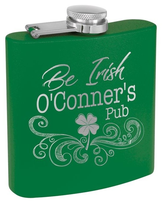 6 oz. Matte Green Powder Coated Stainless Steel Flask — catalog reference 700