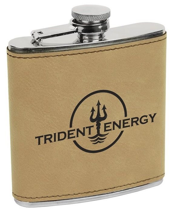 6 oz. Light Brown Leatherette Stainless Steel Flask — catalog reference 701