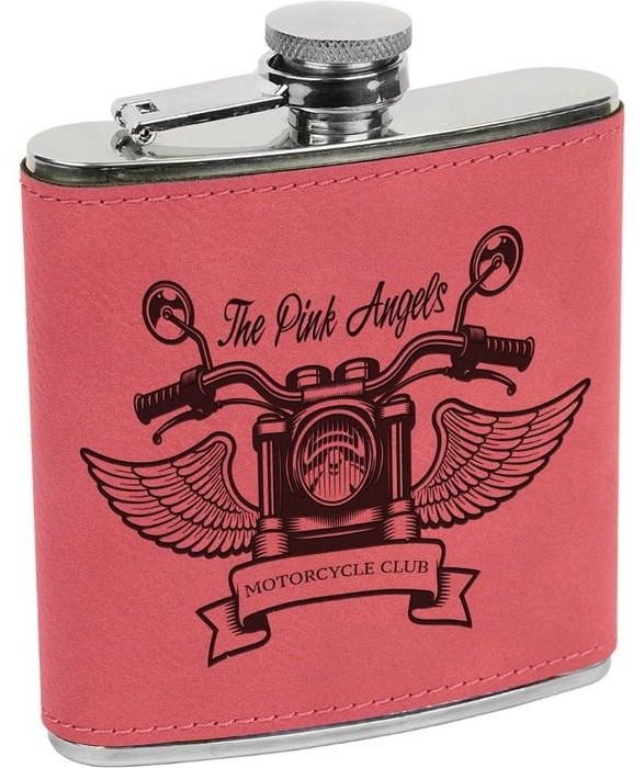 6 oz. Pink Leatherette Stainless Steel Flask — catalog reference 706
