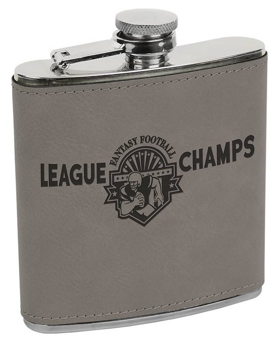 6 oz. Gray Leatherette Stainless Steel Flask — catalog reference 705