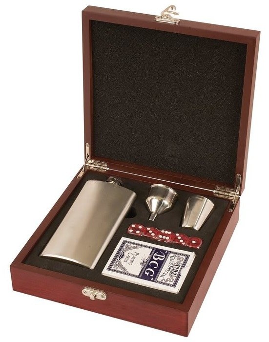Rosewood Finish Flask Set — catalog reference 673
