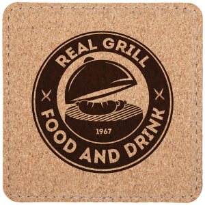 4 x 4 in. Square Stitched-Edge Cork Coaster — catalog reference 1955