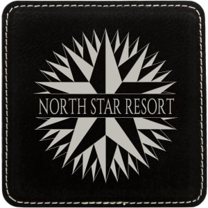 4 x 4 in. Square Black / Silver Leatherette Coasters — catalog reference 1879