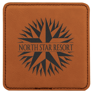 4 x 4 in. Square Rawhide Leatherette Coasters — catalog reference 1880