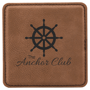 4 x 4 in. Square Dark Brown Leatherette Coasters — catalog reference 1887