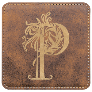 4 x 4 in. Square Rustic / Gold Leatherette Coasters — catalog reference 1884