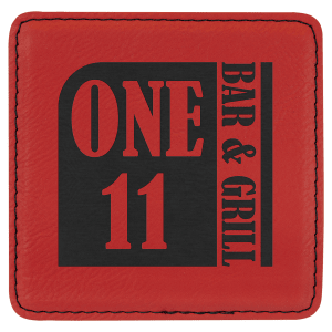 4 x 4 in. Square Red Leatherette Coasters — catalog reference 1892