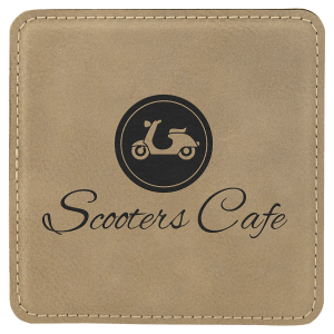 4 x 4 in. Square Light Brown Leatherette Coasters — catalog reference 1890