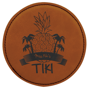 4 in. Round Rawhide Leatherette Coasters — catalog reference 1895
