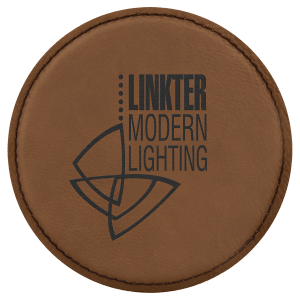 4 in. Round Dark Brown Leatherette Coasters — catalog reference 1898