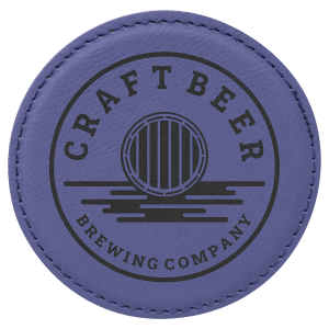 4 in. Round Purple Leatherette Coasters — catalog reference 1902