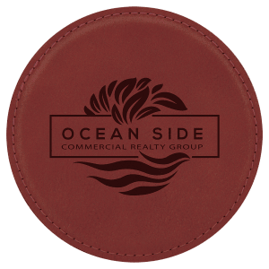 4 in. Round Rose Leatherette Coasters — catalog reference 1905