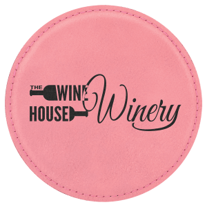 4 in. Round Pink Leatherette Coasters — catalog reference 1906