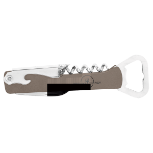 Gray Leatherette Wine Bottle Opener — catalog reference 1625