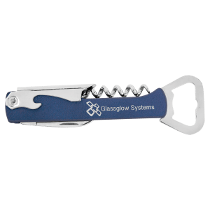 Blue/Silver Leatherette Wine Bottle Opener — catalog reference 1630