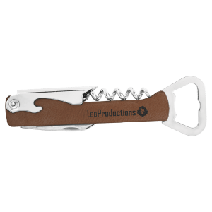 Dark Brown Leatherette Wine Bottle Opener — catalog reference 1622