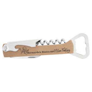 Light Brown Leatherette Wine Bottle Opener — catalog reference 1621