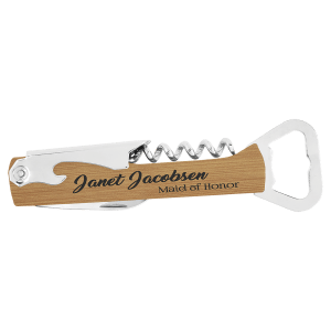 Bamboo Leatherette Wine Bottle Opener — catalog reference 1633