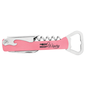Pink Leatherette Wine Bottle Opener — catalog reference 1626