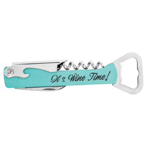 Teal Leatherette Wine Bottle Opener — catalog reference 1631