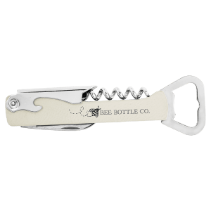 White Leatherette Wine Bottle Opener — catalog reference 1635