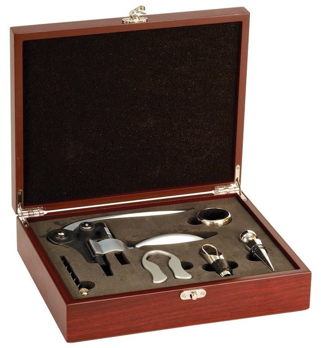 Rosewood Finish 5-Piece Wine Tool Gift Set — catalog reference 792