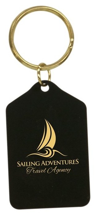 1.5 x 2.5 in. Black Tablet Brass Keychain — catalog reference 793