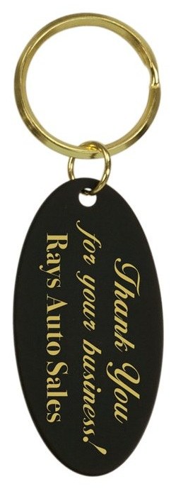 1 1/4" x 2 1/2" Black Oval Brass Keychain — catalog reference 794