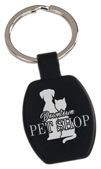 1 5/8" Black Rectangle Keychain — catalog reference 807