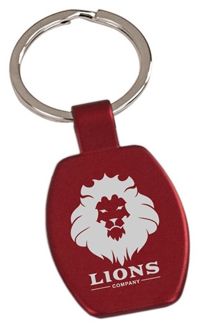 1 5/8" Red Rectangle Keychain — catalog reference 808