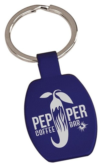 1 5/8" Blue Rectangle Keychain — catalog reference 809