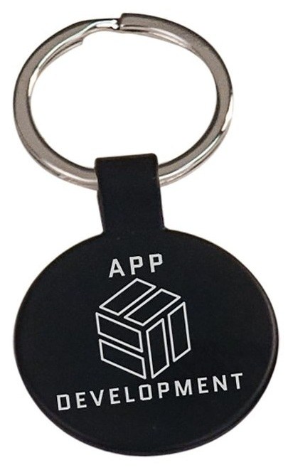 1 1/2" Black Round Keychain — catalog reference 810