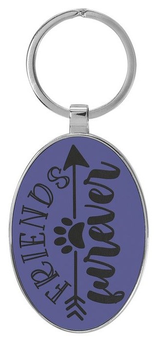 3 x 1.75 in. Oval Metal-Frame Leatherette Keychain - purple/black — catalog reference 838