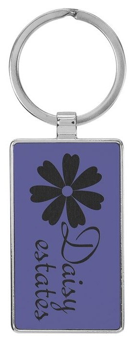 2.75 x 1.25 in. Rectangle Metal-Frame Leatherette Keychain - purple/black — catalog reference 852