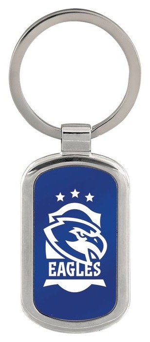 1 1/8" x 1 7/8" Blue Rectangle Keychain — catalog reference 804