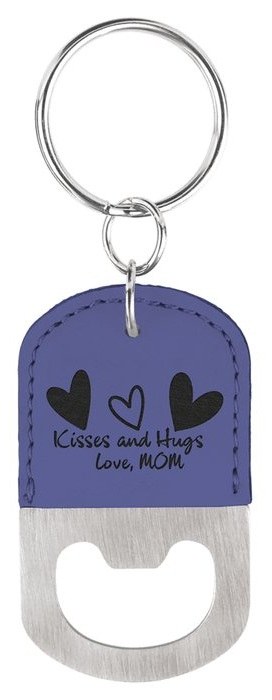 2.5 x 1.5 in. Oval Leatherette Bottle Opener Keychain purple/black — catalog reference 888