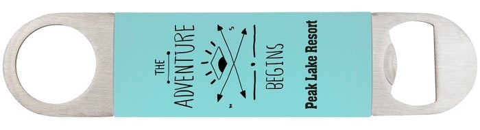 1.5 x 7 in. Bottle Opener with Silicone Grip teal/black — catalog reference 895