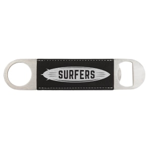 1 1/2 x 7 in. Black / Silver Leatherette Bottle Openers — catalog reference 1856