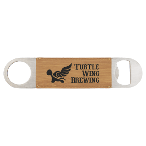 1 1/2 x 7 in. Bamboo Leatherette Bottle Openers — catalog reference 1860