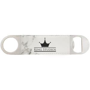 1 1/2 x 7 in. White Marble Leatherette Bottle Openers — catalog reference 1869