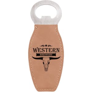 4 5/8 in. Light Brown Magnetic Rounded Leatherette Bottle Openers — catalog reference 1877