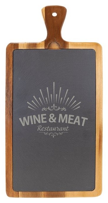 16 x 7.75 in. Acacia Wood/Slate Cutting Board — catalog reference 1026